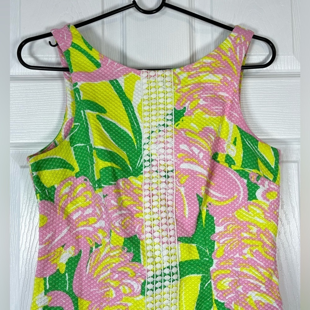 Lilly Pulitzer Pink Green Yellow Fan Dance Shift Dress Size 2 - Picture 4 of 8